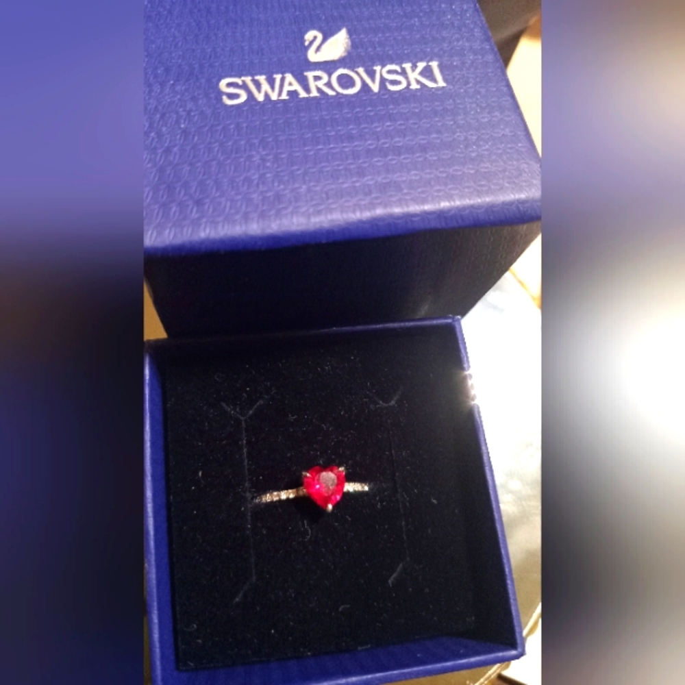 Swarovski Pink Heart Tag Ring